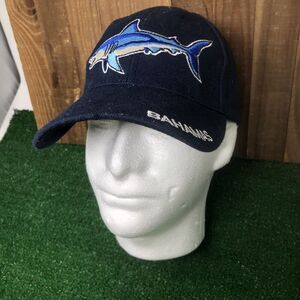 Bahamas Shark Tourist Hat Cap StrapBack Blue Embroidered Great White OSFM EUC